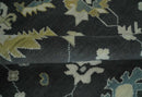 Hand Knotted Oushak Wool Rug Traditional Black Beige Silver 8x10 by The Rug Decor
