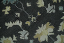 Hand Knotted Oushak Wool Rug Traditional Black Beige Silver 8x10