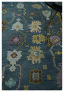 Blue and Silver Striking Oushak Wool Area Rug - Hand-Knotted by The Rug Decor