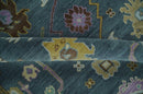 Blue and Silver Striking Oushak Wool Area Rug - Hand-Knotted by The Rug Decor