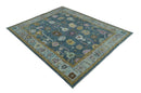 Blue and Silver Striking Oushak Wool Area Rug - Hand-Knotted by The Rug Decor