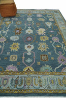 Blue and Silver Striking Oushak Wool Area Rug - Hand-Knotted by The Rug Decor