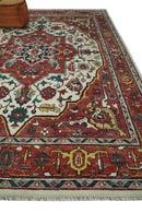 8x10, 9x12, 10x14 and 12x15 Hand Knotted Ivory and Rust Traditional Area Rug