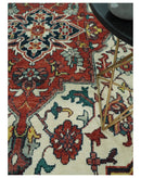 8x10, 9x12, 10x14 and 12x15 Hand Knotted Ivory and Rust Traditional Area Rug
