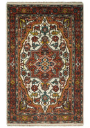 8x10, 9x12, 10x14 and 12x15 Hand Knotted Ivory and Rust Traditional Area Rug