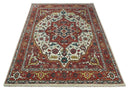 8x10, 9x12, 10x14 and 12x15 Hand Knotted Ivory and Rust Traditional Area Rug