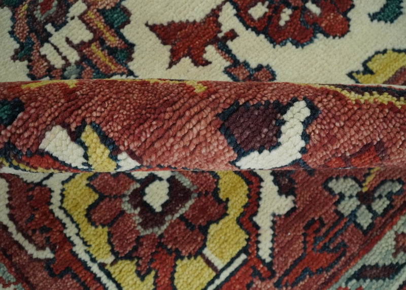 8x10, 9x12, 10x14 and 12x15 Hand Knotted Ivory and Rust Traditional Area Rug