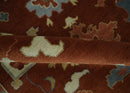 Hand Knotted Turkish Wool Area Rug Rust and Beige Traditional Oushak Authentic Design by The Rug Decor