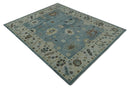 Hand Knotted Silver and Beige Traditional Oushak Vintage Wool Rug by The Rug Decor
