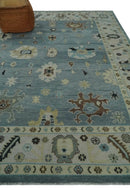 Hand Knotted Silver and Beige Traditional Oushak Vintage Wool Rug by The Rug Decor