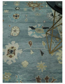 Hand Knotted Silver and Beige Traditional Oushak Vintage Wool Rug by The Rug Decor