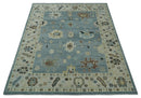 Hand Knotted Silver and Beige Traditional Oushak Vintage Wool Rug by The Rug Decor