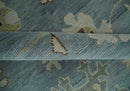 Hand Knotted Silver and Beige Traditional Oushak Vintage Wool Rug by The Rug Decor