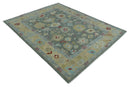 Wool Hand Knotted Oushak Area Rug Silver and Beige Traditional by The Rug Decor
