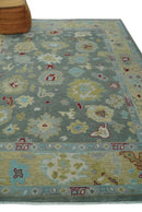Wool Hand Knotted Oushak Area Rug Silver and Beige Traditional by The Rug Decor