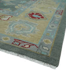 Wool Hand Knotted Oushak Area Rug Silver and Beige Traditional by The Rug Decor