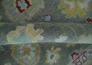 Antique look Hand Knotted Silver and Beige Traditional Oushak Wool Area Rug