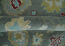 Wool Hand Knotted Oushak Area Rug Silver and Beige Traditional by The Rug Decor