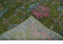 Hand Knotted Wool Donegal Area Rug Moss Green Blue Peach Multi Size