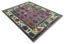 Purple and Ivory Hand Knotted Traditional Oushak Wool Area Rug by The Rug Decor