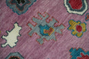 Purple and Ivory Hand Knotted Traditional Oushak Wool Area Rug by The Rug Decor