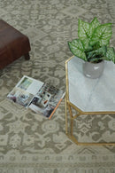 8x10, 9x12 and 10x14 Brown and Beige Hand Knotted Wool Low Pile Vintage Area Rug | AIN3