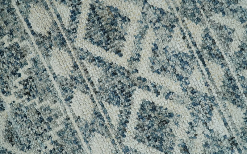 8x10, 9x12 and 10x14 Hand Knotted Blue, Beige and Camel Modern Contemporary Southwestern Tribal Trellis Recycled Silk Area Rug | OP13