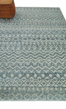 8x10, 9x12 and 10x14 Hand Knotted Blue, Beige and Camel Modern Contemporary Southwestern Tribal Trellis Recycled Silk Area Rug | OP13