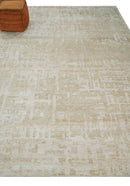 8x10, 9x12 and 10x14 Hand Knotted Ivory and Beige Modern Abstract Contemporary Recycled Silk Area Rug | OP14
