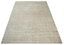 8x10, 9x12 and 10x14 Hand Knotted Ivory and Beige Modern Abstract Contemporary Recycled Silk Area Rug | OP14