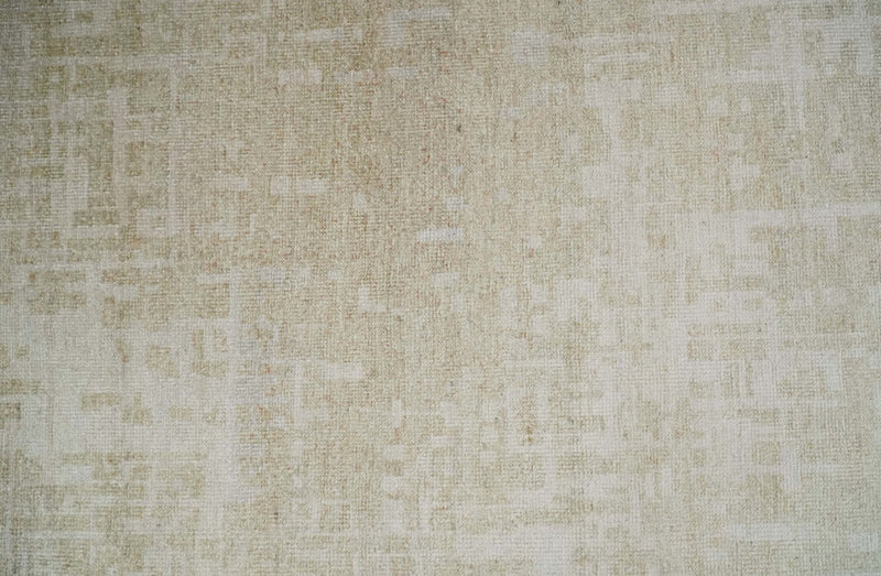 8x10, 9x12 and 10x14 Hand Knotted Ivory and Beige Modern Abstract Contemporary Recycled Silk Area Rug | OP14