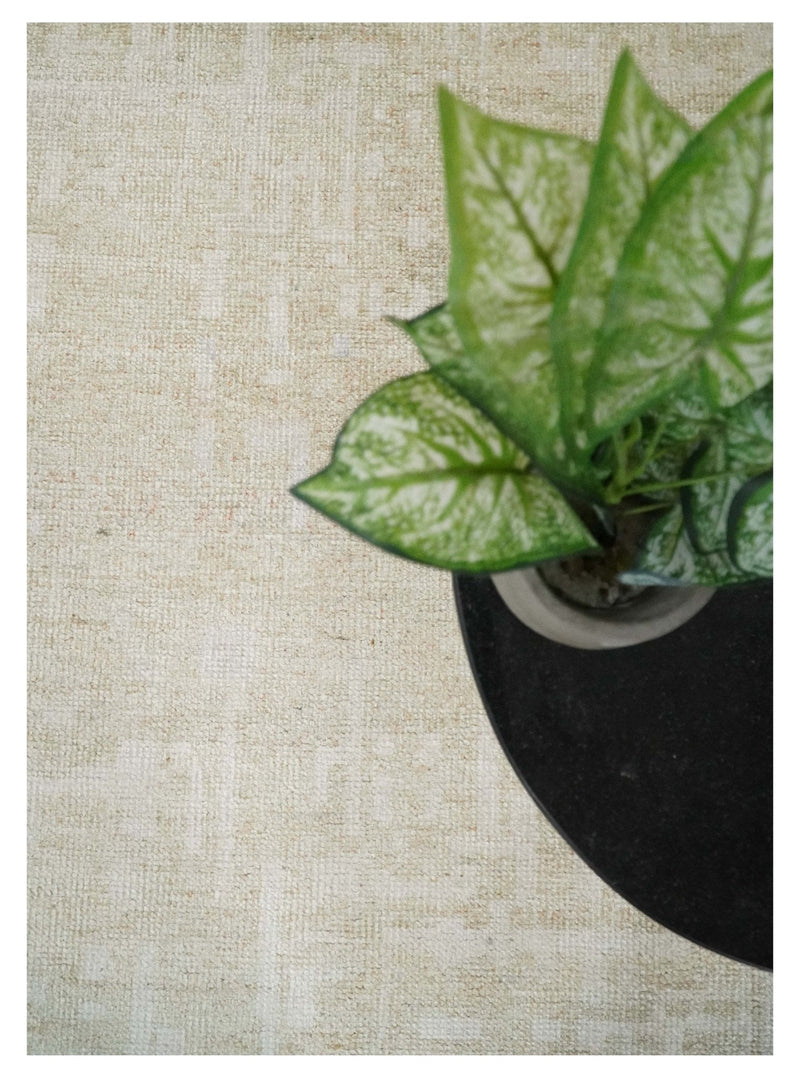 8x10, 9x12 and 10x14 Hand Knotted Ivory and Beige Modern Abstract Contemporary Recycled Silk Area Rug | OP14