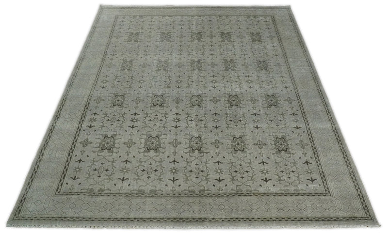 8x10, 9x12 and 10x14 Hand Knotted Wool Blend Silver and Brown Area Rug  | EMP7