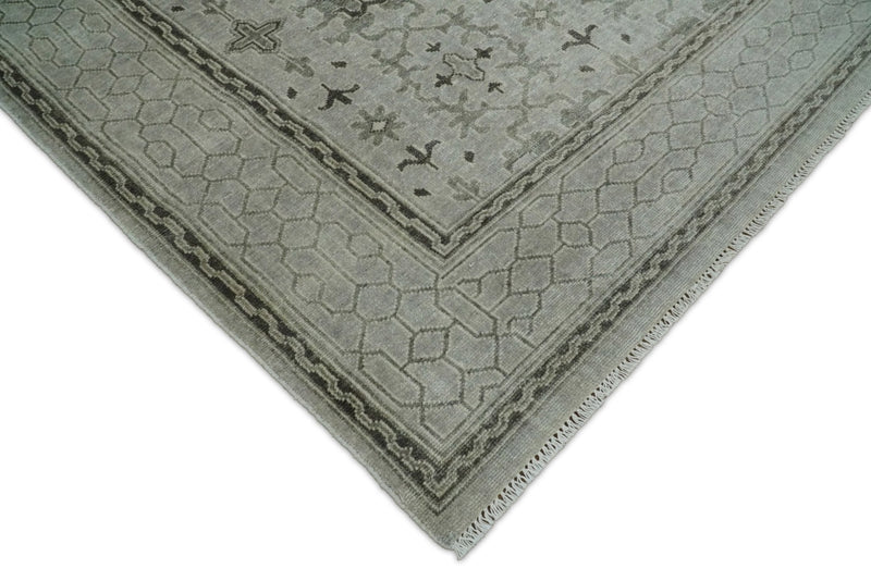 8x10, 9x12 and 10x14 Hand Knotted Wool Blend Silver and Brown Area Rug  | EMP7