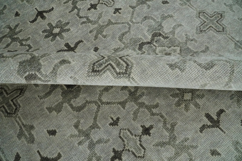 8x10, 9x12 and 10x14 Hand Knotted Wool Blend Silver and Brown Area Rug  | EMP7