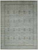 8x10, 9x12 and 10x14 Hand Knotted Wool Blend Silver and Brown Area Rug  | EMP7