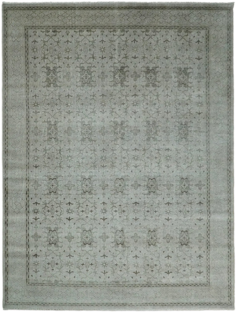 8x10, 9x12 and 10x14 Hand Knotted Wool Blend Silver and Brown Area Rug  | EMP7