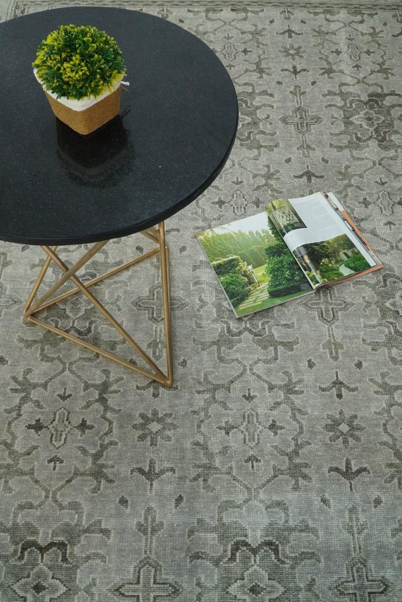 8x10, 9x12 and 10x14 Hand Knotted Wool Blend Silver and Brown Area Rug  | EMP7