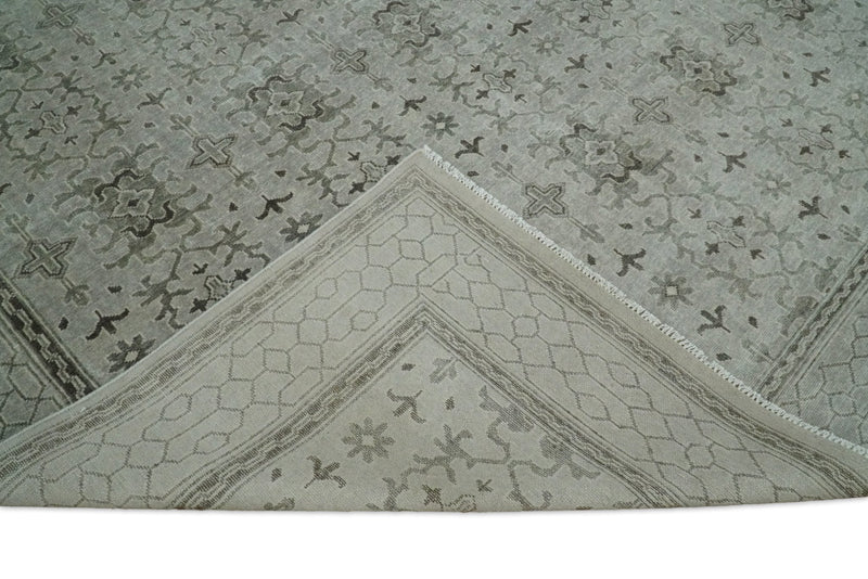 8x10, 9x12 and 10x14 Hand Knotted Wool Blend Silver and Brown Area Rug  | EMP7
