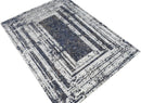 Blue Ivory Modern Abstract Wool Area Rug 8x10 - Hand Knotted