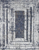 Blue Ivory Modern Abstract Wool Area Rug 8x10 - Hand Knotted