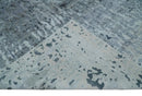 8x10 Abstract Pattern Hand knotted Silver and Blue modern Bamboo Silk Area Rug by The Rug Decor