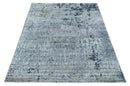 8x10 Abstract Pattern Hand knotted Silver and Blue modern Bamboo Silk Area Rug by The Rug Decor