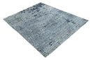 8x10 Abstract Pattern Hand knotted Silver and Blue modern Bamboo Silk Area Rug by The Rug Decor