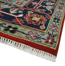 8x10 and 9x12 Hand Knotted Brown, Mustard, Ivory and Blue Traditional Wool Area Rug