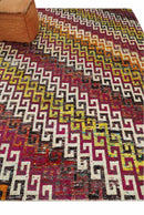 Recycled Silk Hand Knotted Area Rug 8x10 - Multicolor Southwestern Tribal