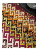 Recycled Silk Hand Knotted Area Rug 8x10 - Multicolor Southwestern Tribal