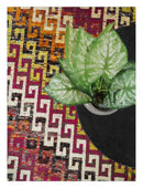 Recycled Silk Hand Knotted Area Rug 8x10 - Multicolor Southwestern Tribal