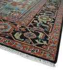 8x10 and 9x12 Hand Knotted Rust, Ivory and Black Traditional Wool Area Rug