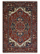 8x10 and 9x12 Traditional Rust, Ivory and Blue Hand knotted wool Area Rug
